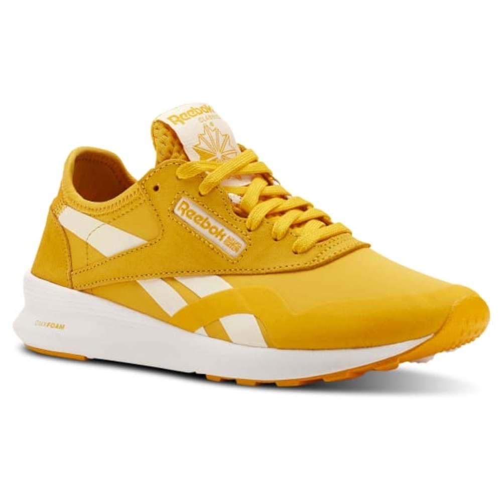 Women's Mustard Yellow Nylon Reebok Classic Sneakers